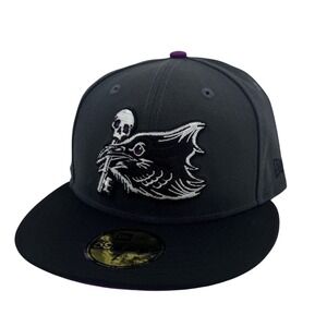Hat Club Dark Smarts Raven Skull Fitted Hat 73/4 Graphite Purple New Era 59FIFTY
